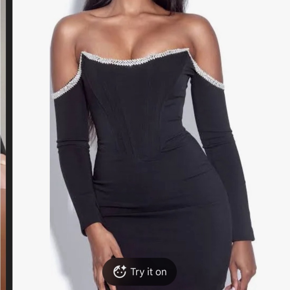 Miss Circle  Annika Off Shoulders corset dress with crystal trim